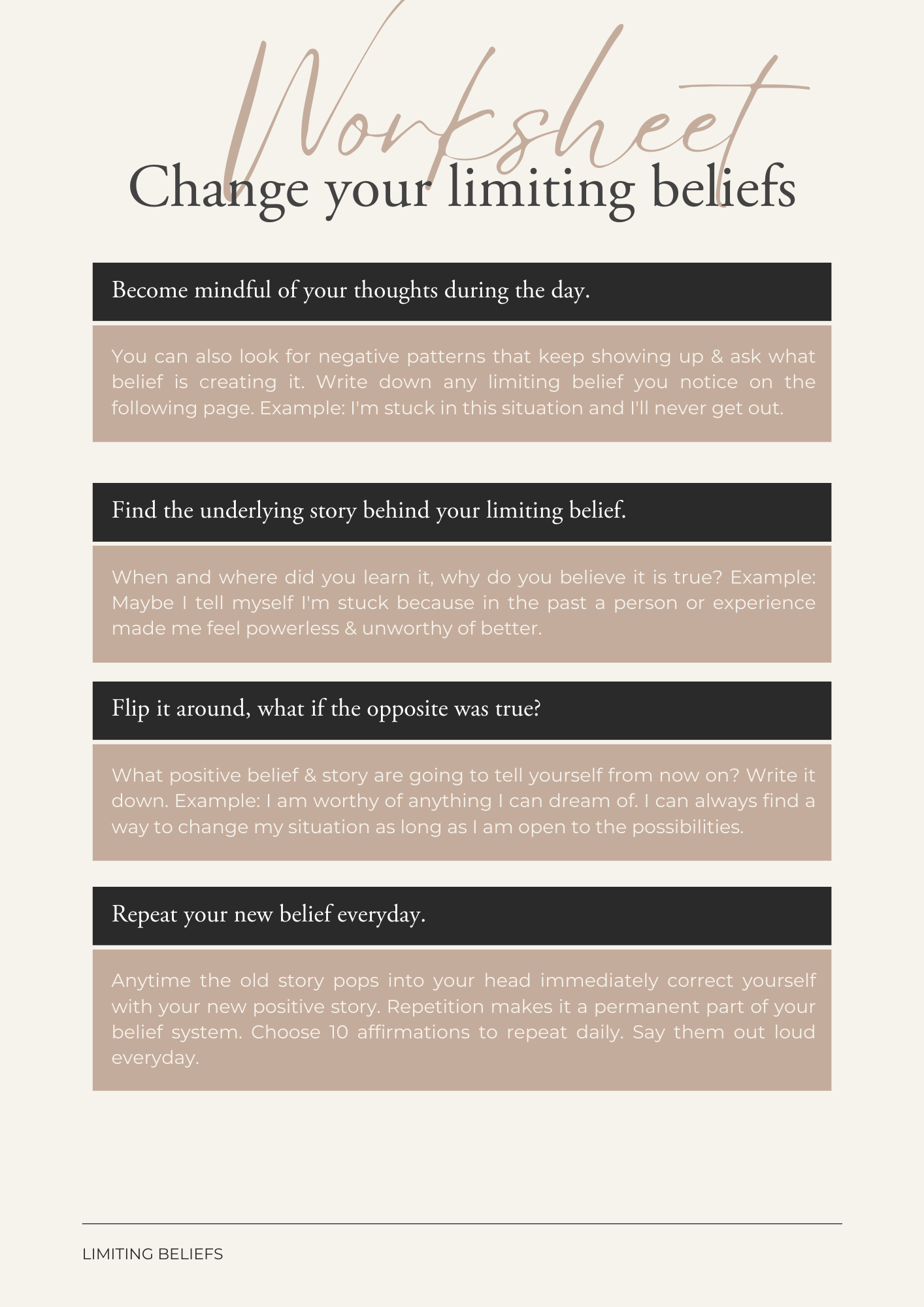 Limiting Beliefs Workbook