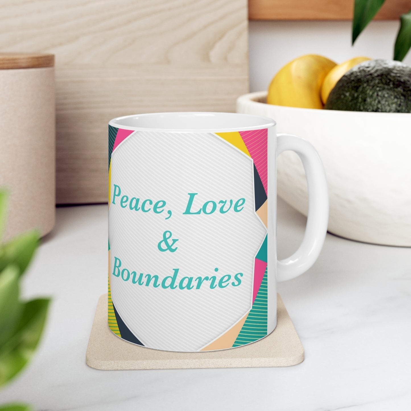 Peace, Love, & Boundaries mug