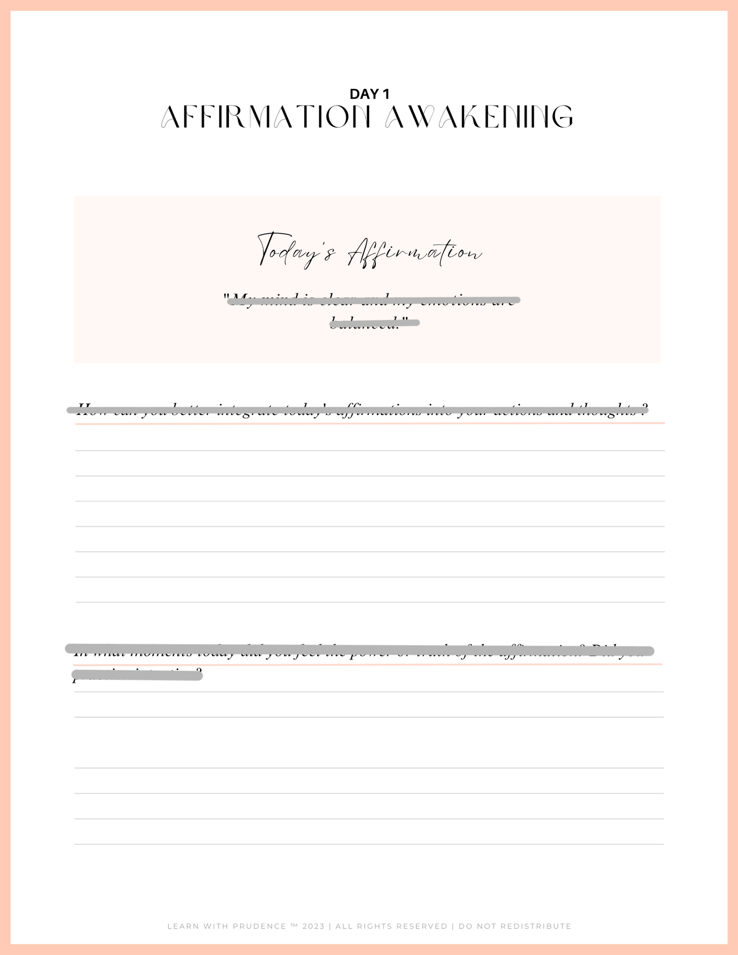 28 Day Affirmation Awakening Journal